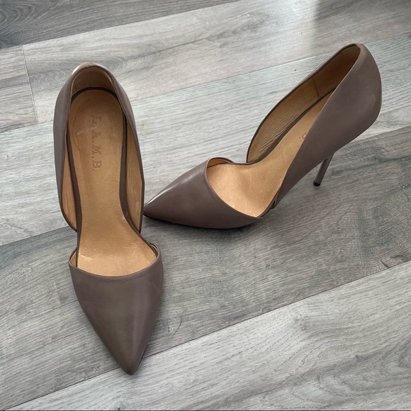 L.A.M.B Dark Tan Soft Leather Pointed Shoe Silver Stiletto Heel Women Size: 8.5 - Picture 16 of 16